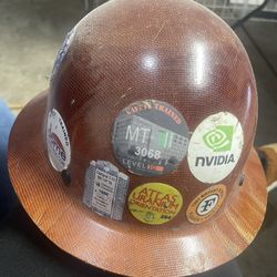  Wolfjaw Natural Brown Type 1 Class G Full Brim Fiberglass Resin Hard Hat with 8-Point Ratchet Suspension