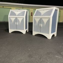 Vintage Pencil Reed Custom Painted Nighstands