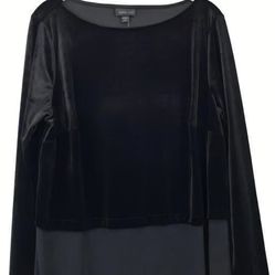 NWOT Womens Size XL J.Jill Wearever Tunic Black Long Sleeve Velvet Top Side Slit