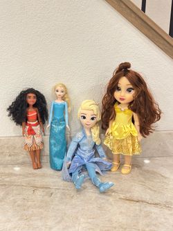Disney Doll Set – Belle, Elsa, Moana & Frozen Dolls (4 Total)