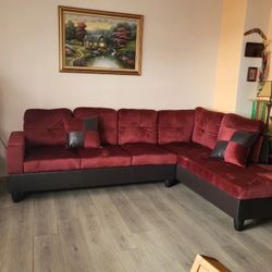 Brand New Red Sectional Sofa With Ottoman