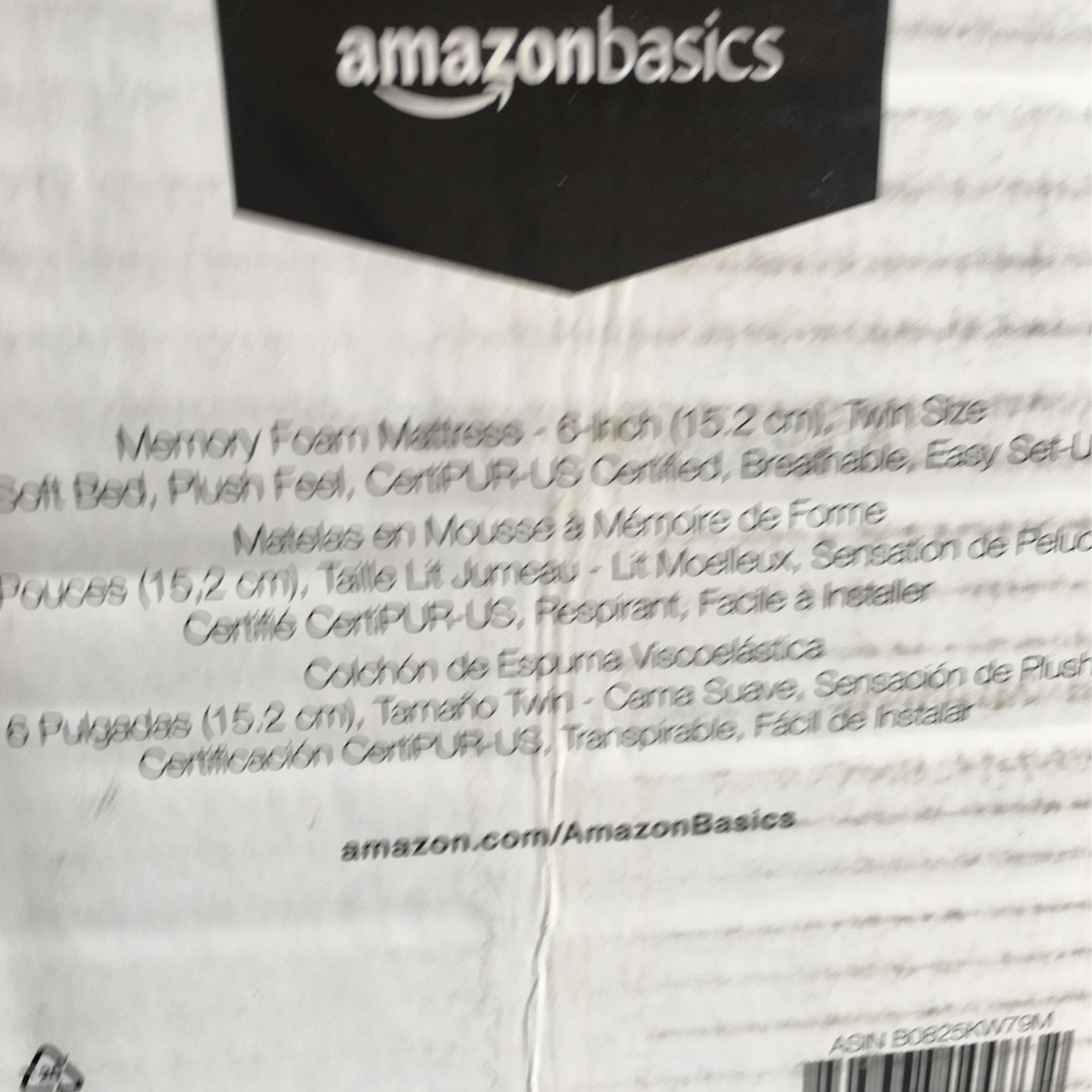 MEMORY FOAM 6” Twin Size Never Unpacked