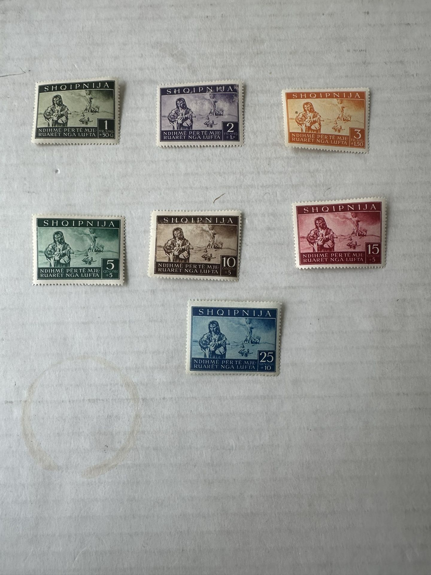 Albania German Administration Victims Set Of 7 Stamps