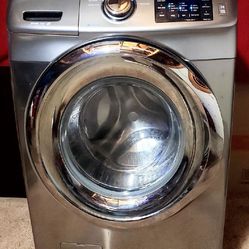 Stainless STEEL Front Loader Samsung Steam HE VRT Washer With Hoses Like NEW 
