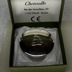 Christofle Silver Plated Teddy Bear Baby Keepsake Box w/ Original Box