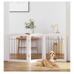 New 3 panel solid wood with metal bars dog pet Gate barrier 24"H 60"W