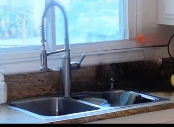 Stainless Steel Double Basin Kitchen Sink with Faucet