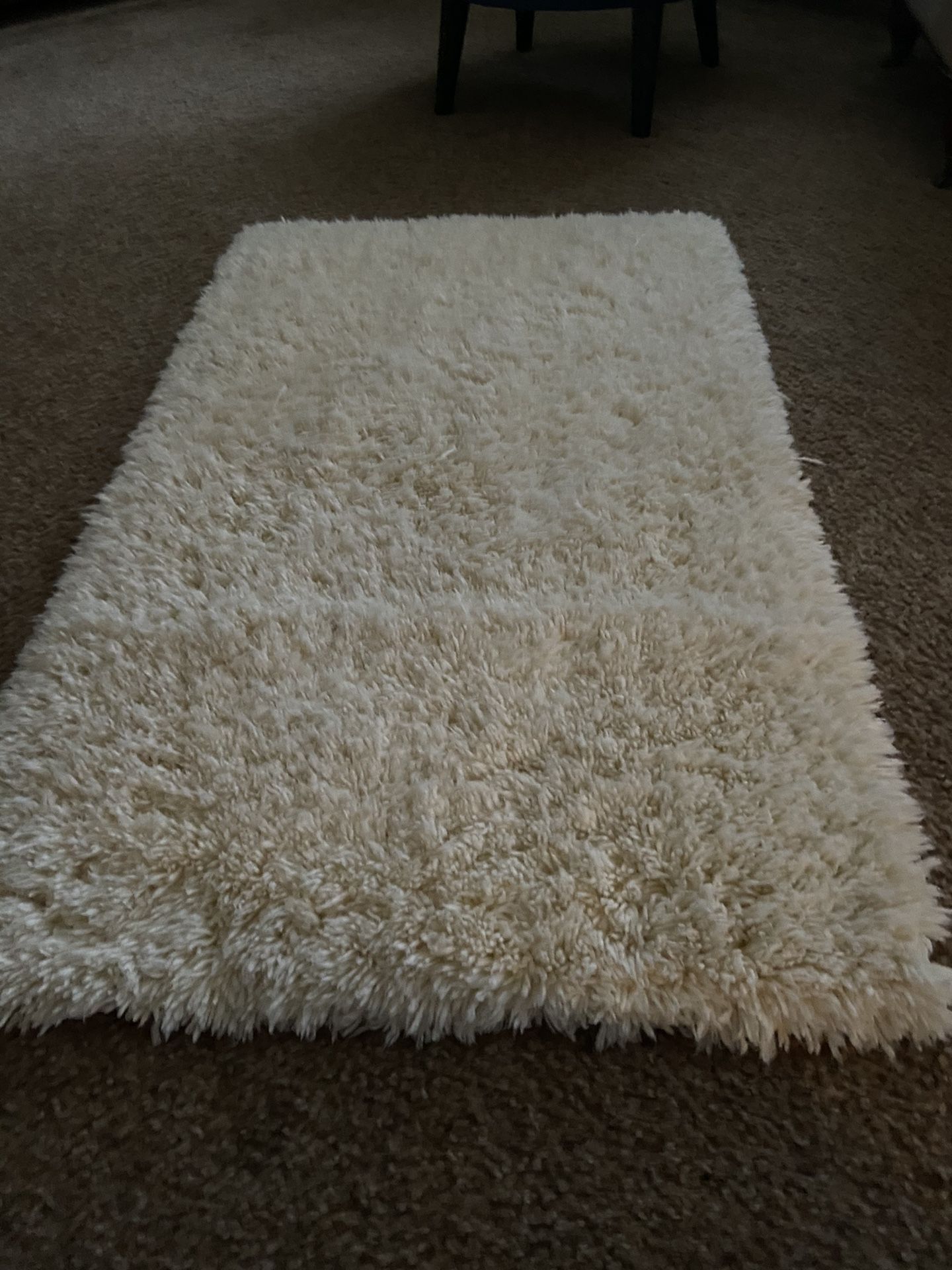 Ivory colored soft furry rug