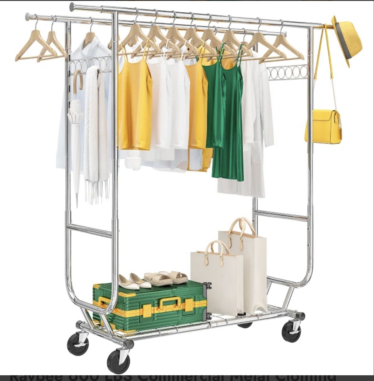 Clothing Rack Double Rolling Hanging Clothes Rack