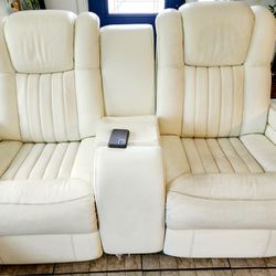 White Leather Power Recliner 