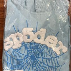 Sp5der Blue Web Hoodie
