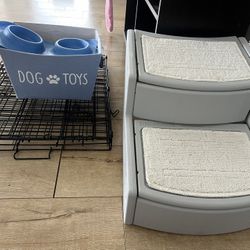 Dog Crate Stairs Toy Bin