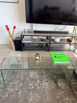Clear Glass Waterfall Coffee Table