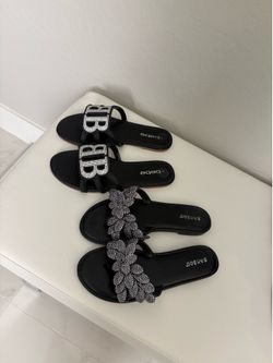 Woman’s  rhinestone sandals 9/both $30