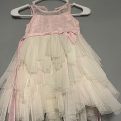 Size 4t Pink And Off White Dress 