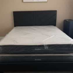 New QUEEN SIZE BED FRAME WITH MATTRESS NEW BEDROOM FURNITURE BED SET QUEEN BED MATTRESS AND BOX SPRING NEW 
