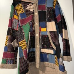 Inner Sherpa Fleece Patchwork Design Hoodie Jacket