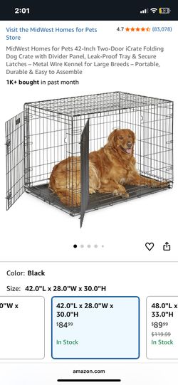 42-Inch Two-Door Folding Dog Crate
