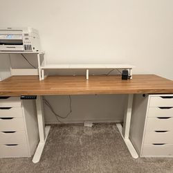  standing desk with two IKEA Alex drawers a
