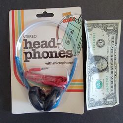 Solaray Stereo Throwback HeadPhones w/ Microphone Blue & Red