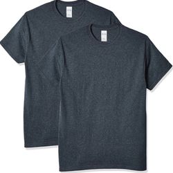 Lot Of 2 Gildan Adult Ultra Cotton T-Shirt, Style G2000 (Dark Heather, M)