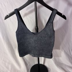 Bella Seamless Ribbed Cropped V Neck Tank