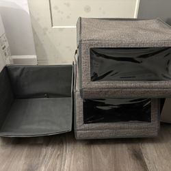Stackable Storage Bins/box Set of 3, Front Windows, Non-Woven Fabric Closet Organizers