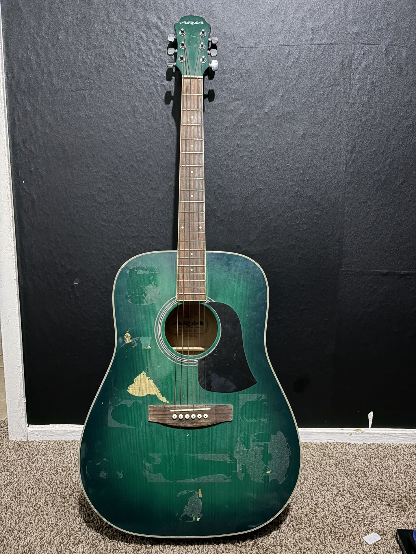Aria Acoustic Guitar – Green Finish (Used, Plays Well)