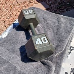 SINGLE 40lbs Cast Iron Hex Dumbbell