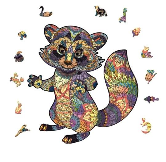 Raccoon Jigsaw Puzzle for Adults & Kids, Raccoon Puzzle, Wooden Puzzle Gift,Birt
