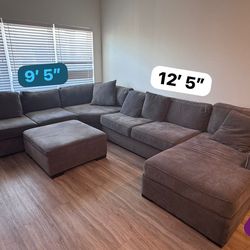 Gray sofa couch in Excellent Condition + Ottoman