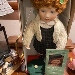 Irish Porcelain St. Patricks Day Knowles Molly Irish Lass Doll with Stand