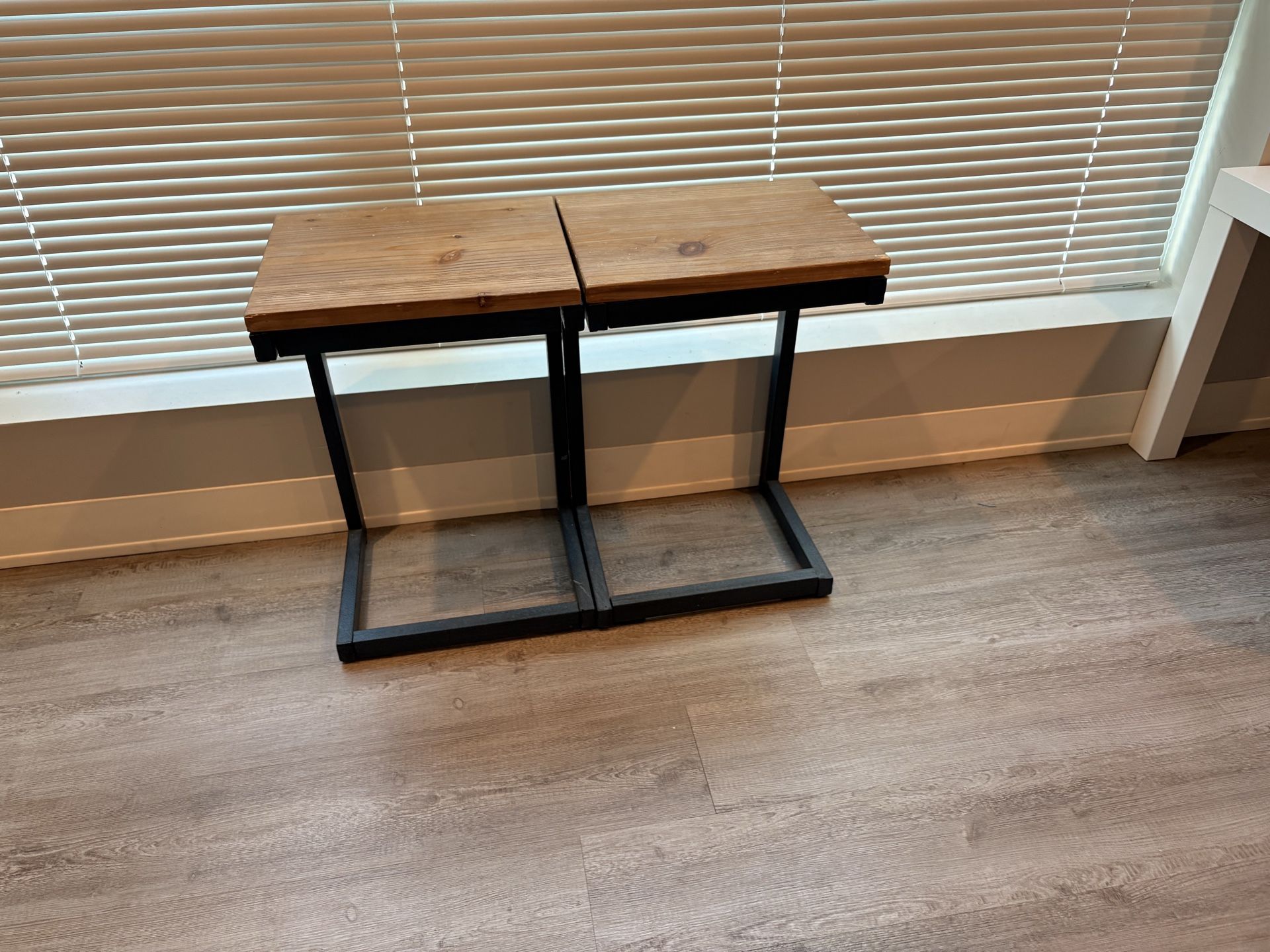 Set of 2 Modern Wood & Metal side tables/nightstands