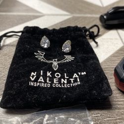 Nikola Valenti White Gold-Plated Lab Created Teardrop Diamond Earrings