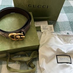 Gucci woman Belt W .30 Marmont Brown Canvas 39 Inches 92TLT