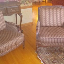 (2) Vintage Upholstered Parlor Chairs In Perfect Condition 