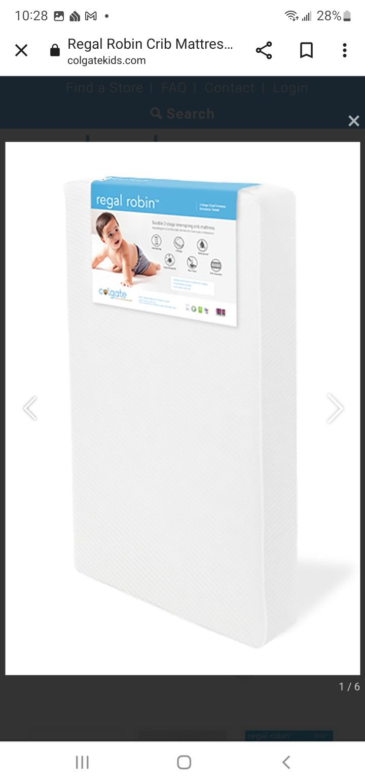 Colgate 2 N 1 Innerspring Crib Mattress 2 Stage Dual Firmness for Infants & Toddlers Waterproof Non Toxic White