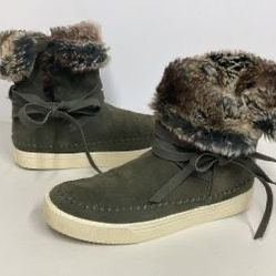 Toms Boots Womens Vista Faux Fur Lined Upper Suede Taupe Chukka Green , $69 Or Best Offer