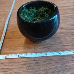 Small Black Ceramic Magnetic Planter