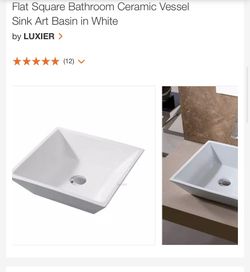 Luxier Flat Square Ceramic Vessel Sink