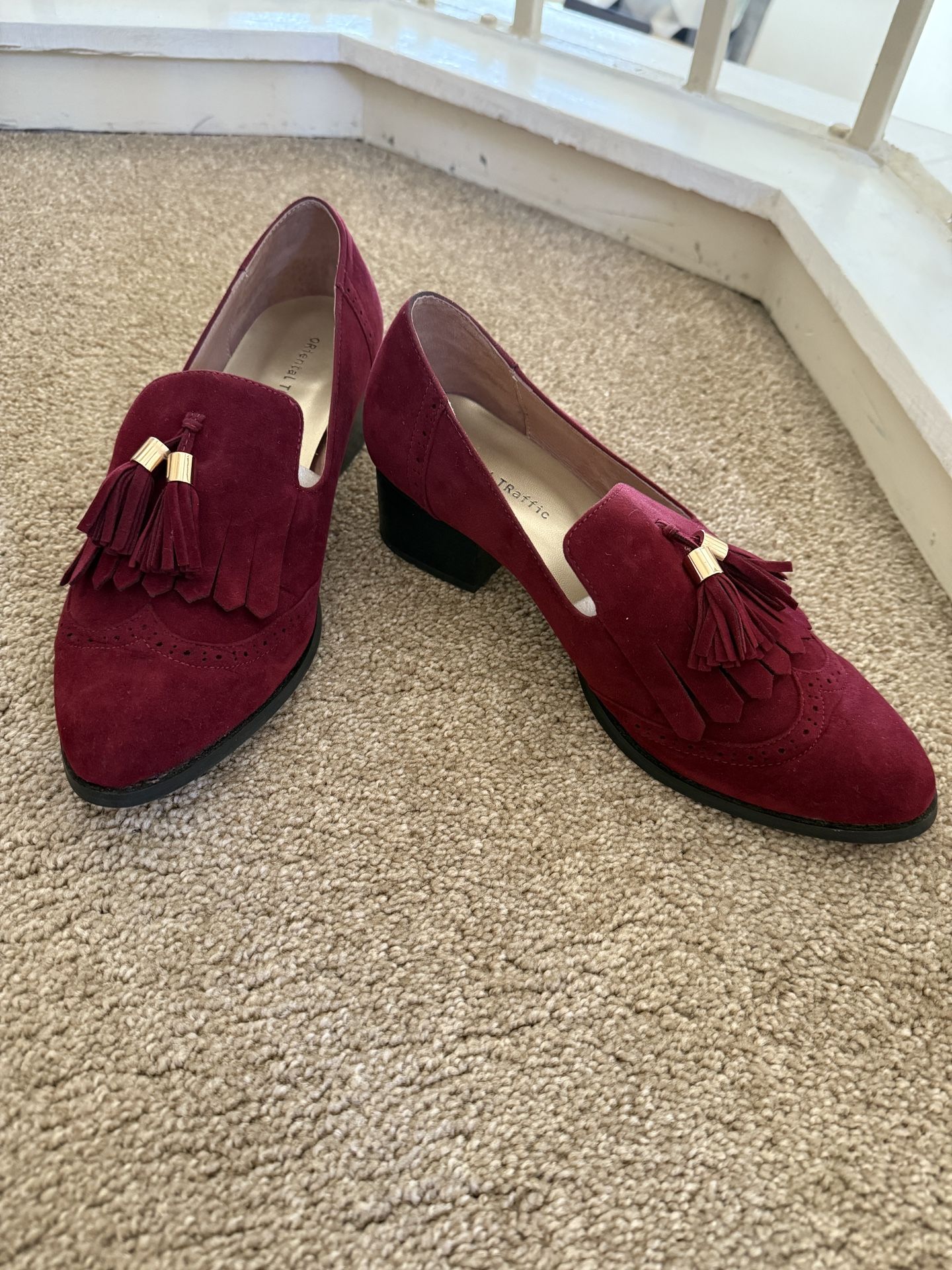 Red Oxford Shoes Low Heel