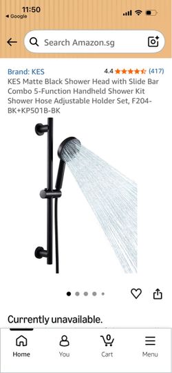 KES Matte Black Handheld Shower Head with Slide Bar