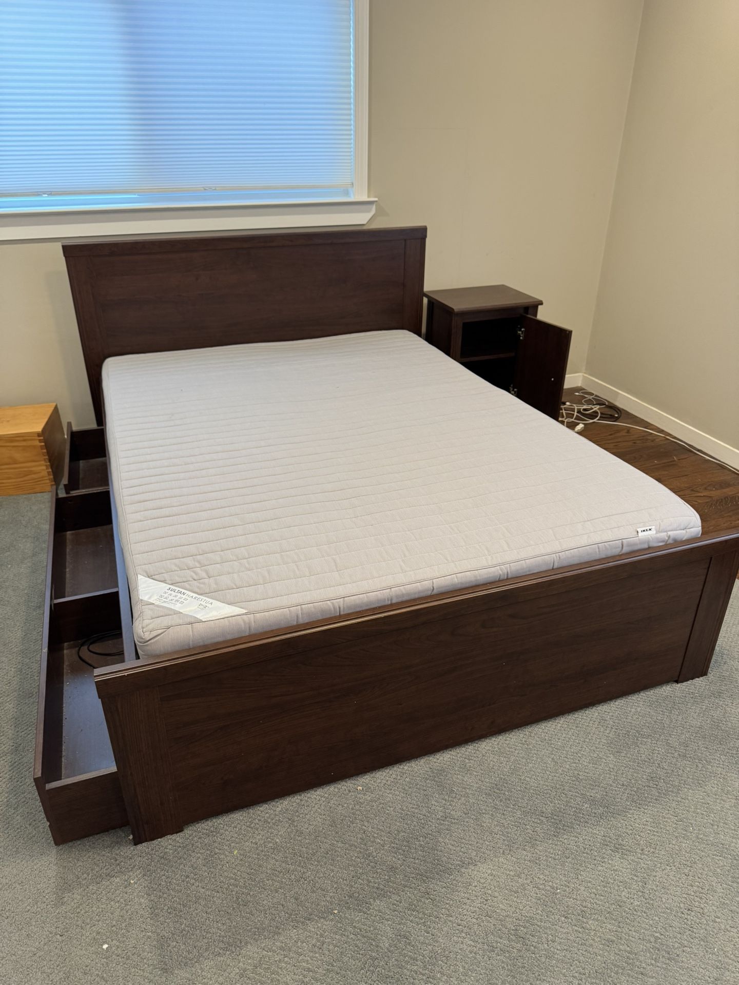 Free Ikea Bed, Mattress, and Side Table