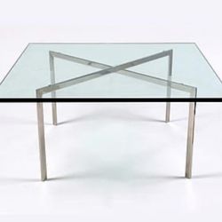 Vintage Knoll Glass and Chrome Coffee Table - Barcelona Coffee Table