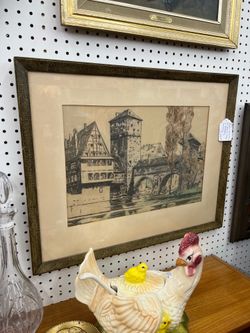 Vintage Print of Hangman’s Bridge in Germany
