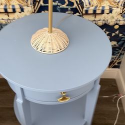 Lilian August Blue round Nightstand End Table Side Table