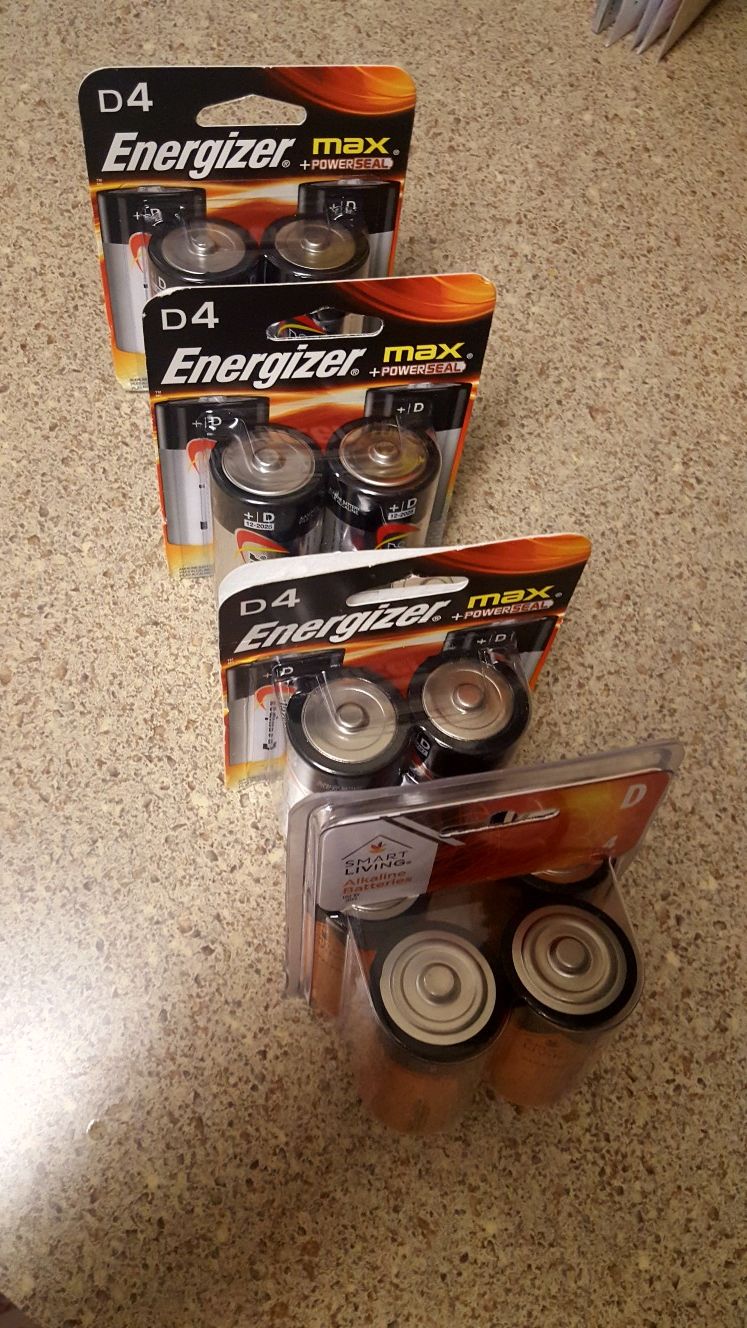 $10-(4) 4 packs D-batteries