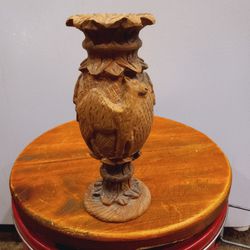 Vase,Hand Carved Wood Middle Eastern