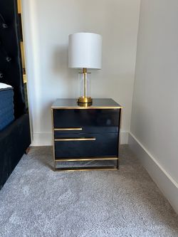 Black and Gold 2-Drawer Nightstand