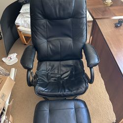 Chairworks Faux Leather Swivel Chair And Foot Stool 